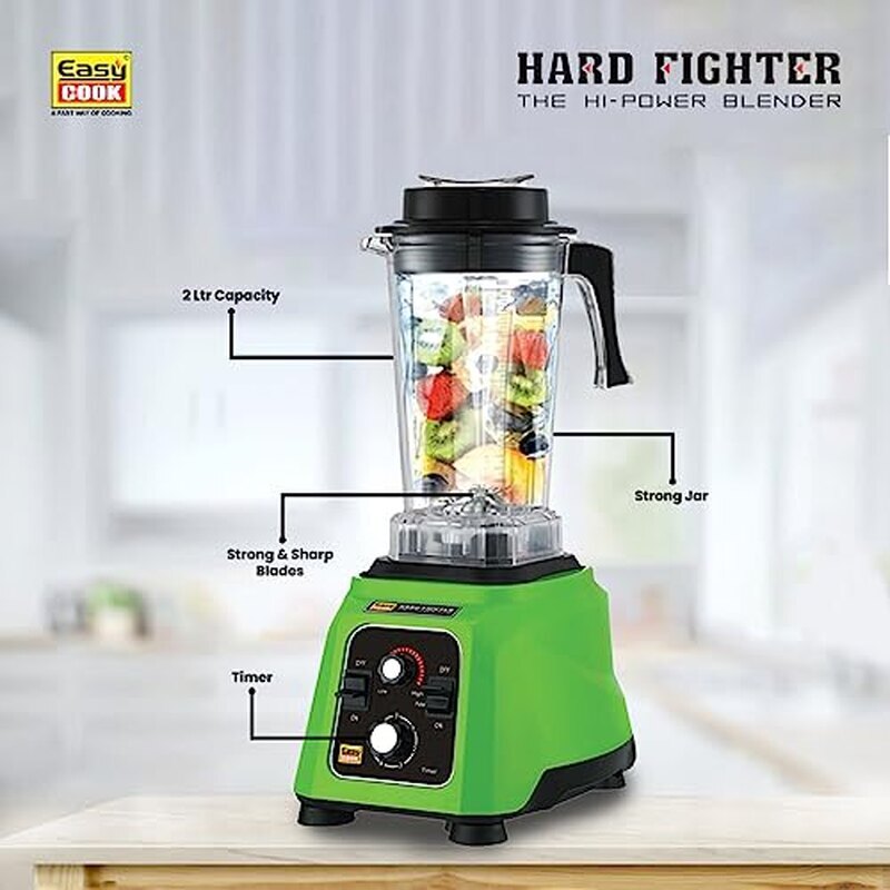 خلاط ومطحنة عصائر EASY COOK MH15 Hardfighter بقوة 1500 واط | خلاط تجاري قوي | خلاط عالي السرعة للمقاهي والمطاعم | أداء 4x | أخضر أحمر أسود
