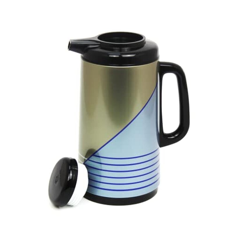 Peacock أبو طاووس Orihinal na Vacuum Flask Model 138 — Blue na may Beige Accent | 100% Gawa sa Japan | Asbestos-Free