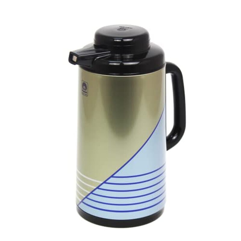Peacock أبو طاووس Orihinal na Vacuum Flask Model 138 — Blue na may Beige Accent | 100% Gawa sa Japan | Asbestos-Free