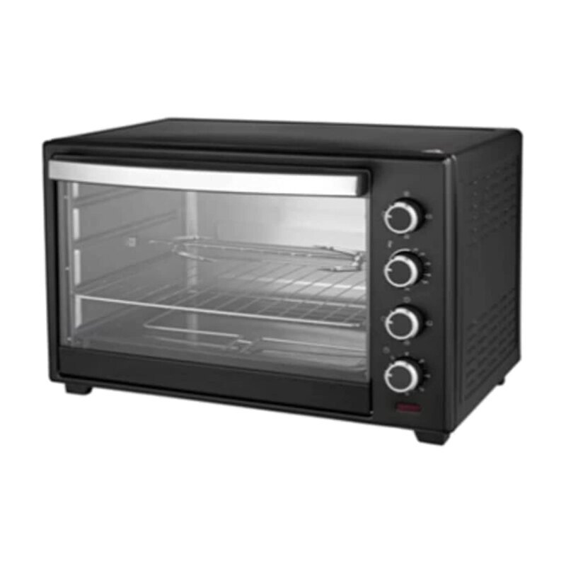 Geepas G04451 48L Electric Oven 2000W | Convection & Rotisserie Oven for Baking, Grilling & Roasting | 60-Min Timer with Bell, Interior Lamp, Stainless Steel Heating Elements | Black
