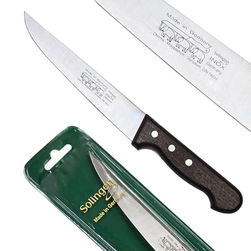 Solingen Original ਬੁੱਚਰ ਚਾਕੂ | ਜਰਮਨੀ ਵਿਚ ਬਣਿਆ | Chrome Molybdenum Vanadium Stainless Steel ਬਲੇਡ | ਲੱਕੜੀ ਹੈਂਡਲ ਵਾਲਾ ਰਸੋਈ ਮੀਟ ਚਾਕੂ